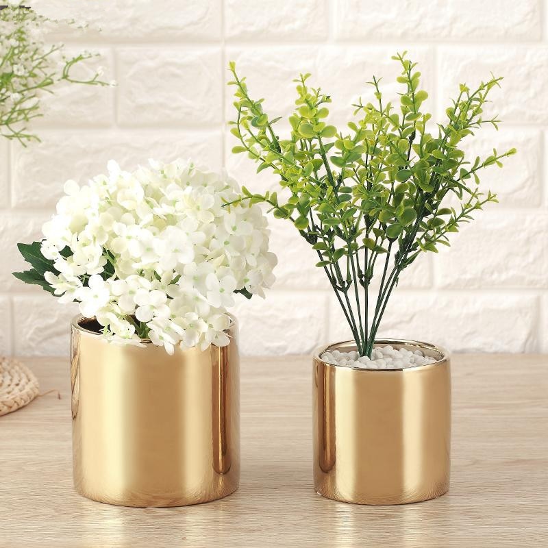Ceramic Flower Vase Plating Gold Silver