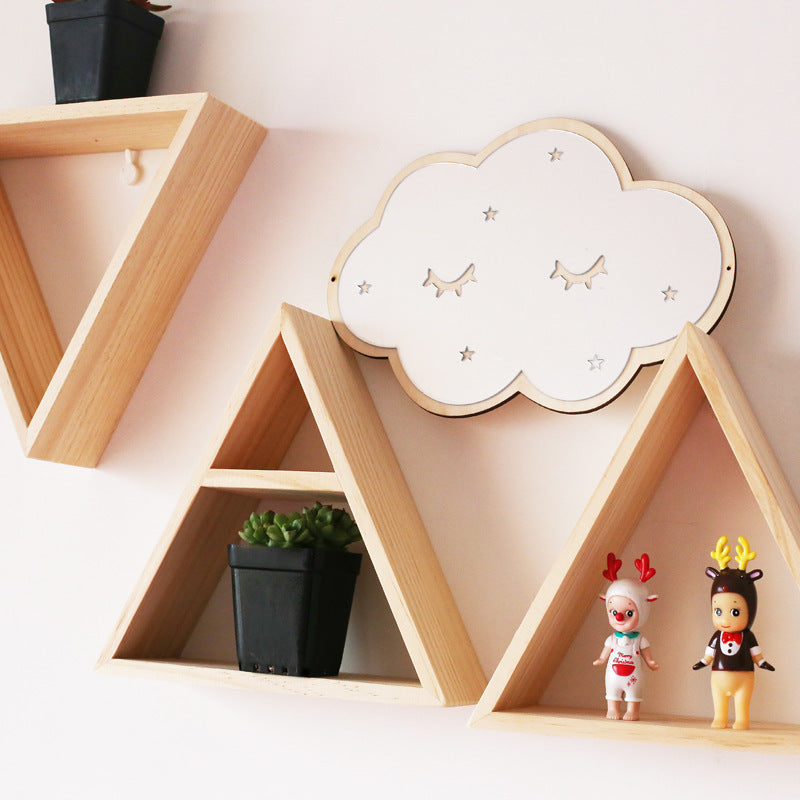 Wooden Triangle Frame Rack Decor For Kids Toys Wall Hanging