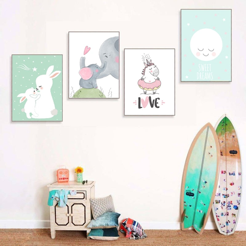 Rabbit Elephant Wall Canvas