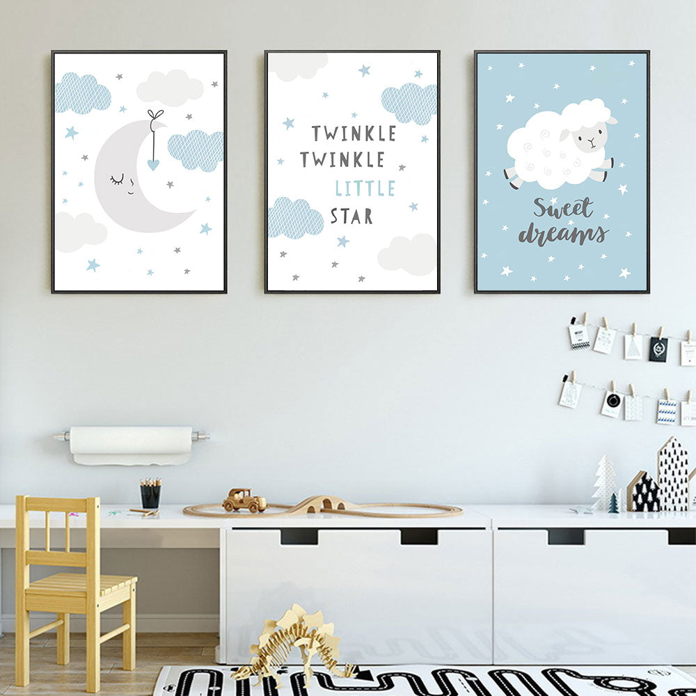 For Baby  Room Canvas Moon Print Decor